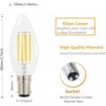4 Pack B15 B15d LED Candle Light Bulb C35 4W SBC Clear Filament LED Bulb,Small Bayonet Cap,400LM 40W Incandescent Equivalent,2700K Warm White,Non-Dimmable[Energy Class A+]