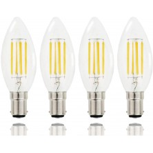 4 Pack B15 B15d LED Candle Light Bulb C35 4W SBC Clear Filament LED Bulb,Small Bayonet Cap,400LM 40W Incandescent Equivalent,2700K Warm White,Non-Dimmable[Energy Class A+]
