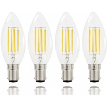 4 Pack B15 B15d LED Candle Light Bulb C35 4W SBC Clear Filament LED Bulb,Small Bayonet Cap,400LM 40W Incandescent Equivalent,2700K Warm White,Non-Dimmable[Energy Class A+]