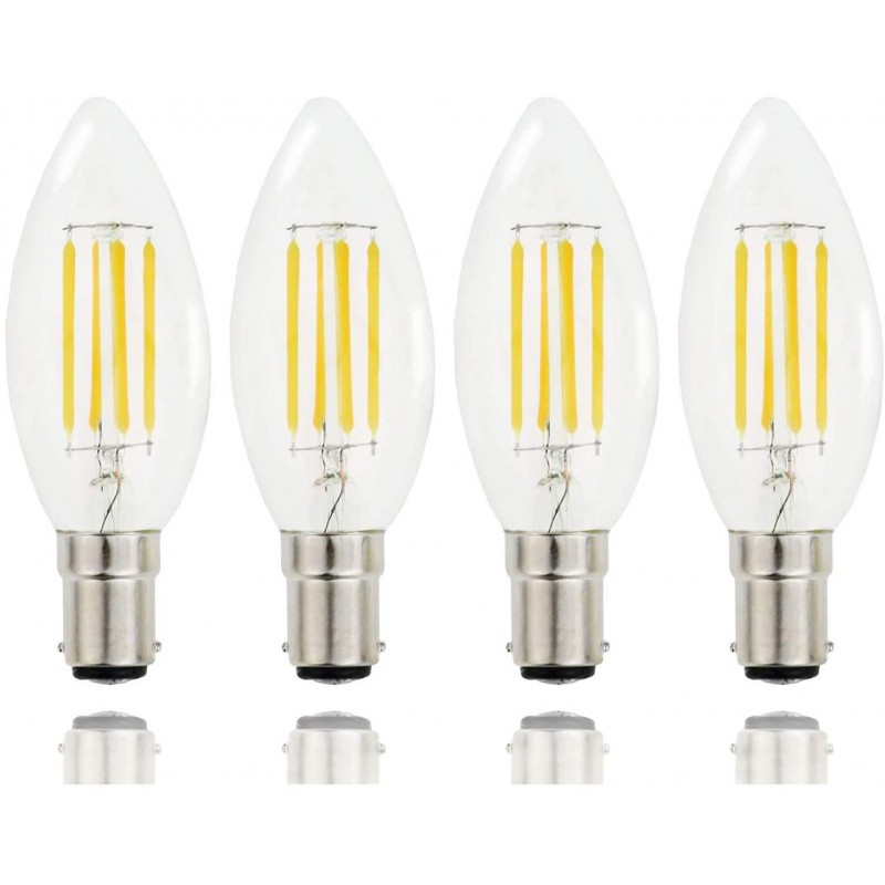 4 Pack B15 B15d LED Candle Light Bulb C35 4W SBC Filament LED Bulb,Small Cap,400LM Incandescent Equivalent,2700K Warm Class A+]