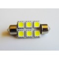 4X37mm6SMD-CW 37mm High Power 6 SMD LED Festoon Dome Bulb, 12 Volt, 1.2 Watt, 120 Lumen, White (6000K), Pack of 4 Bulbs