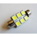 4X37mm6SMD-CW 37mm High Power 6 SMD LED Festoon Dome Bulb, 12 Volt, 1.2 Watt, 120 Lumen, White (6000K), Pack of 4 Bulbs
