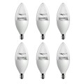 (6-Pack, Warm White) 6w LED Candle Bulb, Dimmable, LED Candelabra Light Bulb, E12 Base, Torpedo Shape, 60 Watt Replacement, UL Approved, Candle Led, Candelabra LED