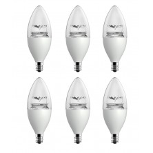 (6-Pack, Warm White) 6w LED Candle Bulb, Dimmable, LED Candelabra Light Bulb, E12 Base, Torpedo Shape, 60 Watt Replacement, UL Approved, Candle Led, Candelabra LED