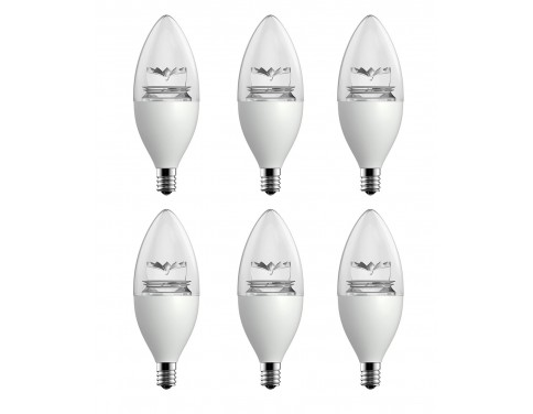 (6-Pack, Warm White) 6w LED Candle Bulb, Dimmable, LED Candelabra Light Bulb, E12 Base, Torpedo Shape, 60 Watt Replacement, UL Approved, Candle Led, Candelabra LED