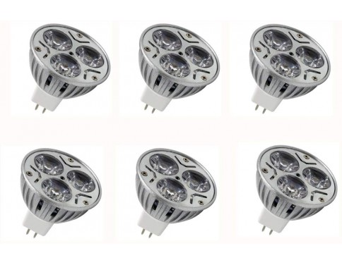 MR16 LED Bulbs 6 Pack,MR16 3W 12V Cool White 6000K Not Dimmable 60 Degree Beam Angle LED Spotlight Bulbs for Landscape Recessed Lighting,35W Halogen Bulbs Equivalent