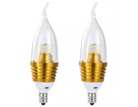 2 Pieces E12 Base Incandescent Filament Vintage Edison Candle Corn LED Candelabra Bulb Lamp (Golden, 5 W) Warm White