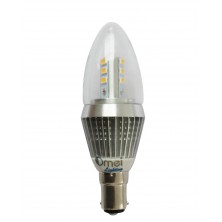 4-Pack Dimmable B15 LED Candle Bulbs Bayonet Small Bayonet 7W Clear Cover Daylight Color 360 Degree Lighting Bullet Top Chandelier Bulbs