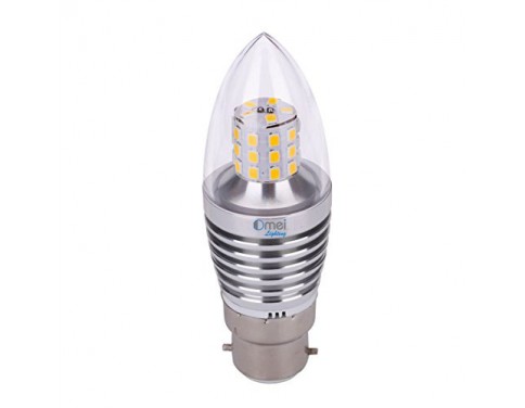 6-Pack 7w B22 LED Candle Bulb Bayonet 60w, Brightest LED Candle Bulb in Market, Warm White, B22 Bayonet Base