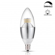 6-Watt Dimmable LED Chandelier Bulb,60-Watt Incandescent Bulb Equivalent,E12 Candelabra Base,550 Lumens LED Lights,Torpedo Shape