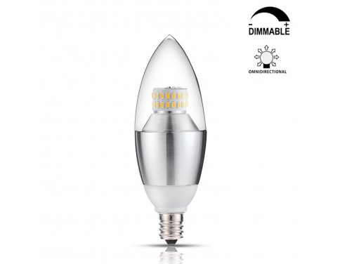 6-Watt Dimmable LED Chandelier Bulb,60-Watt Incandescent Bulb Equivalent,E12 Candelabra Base,550 Lumens LED Lights,Torpedo Shape