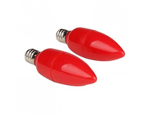 E12 0.3W 1-LED 15LM Red Light Candle Lamp Bulb (2-Pack, 110-220V)