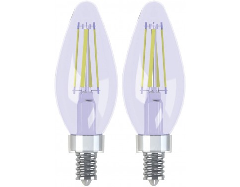 Lighting Reveal HD LED 3.2-watt (40-watt Replacement), 240-Lumen Blunt Tip Light Bulb with Candelabra Base, 2-Pack Warm White 3000k