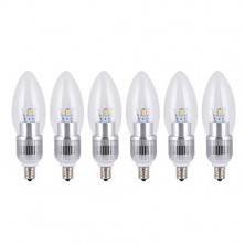 6-Pack Dimmable E12 LED Candelabra Bulbs 4.5w 280lm 35w incandescent replacement Cool White 6000k light for Chandeier