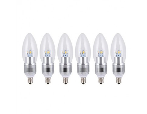 6-Pack Dimmable E12 LED Candelabra Bulbs 4.5w 280lm 35w incandescent replacement Natural Daylight White 4000k light for Chandeier