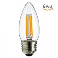 LED Dimmable Candelabra Bulbs Soft White (2700K) 4W to Replace Incandescent Bulbs 40W, E26 Base, Pack of 6