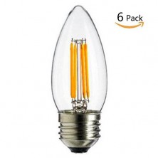 LED Dimmable Candelabra Bulbs Soft White (2700K) 4W to Replace Incandescent Bulbs 40W, E26 Base, Pack of 6