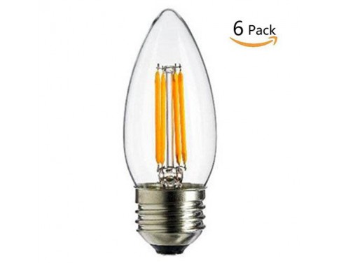 LED Dimmable Candelabra Bulbs Soft White (2700K) 4W to Replace Incandescent Bulbs 40W, E26 Base, Pack of 6