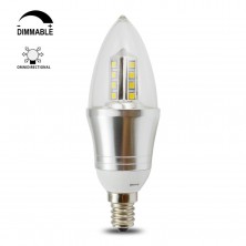 5 Watt B35 E12 LED Chandeliers Light Bulbs--50W Incandescent Replacement--Soft White 3200K,360 degree Omni-direction Candelabra 450 Lumens,Pyramid Shape,Blunt Tip Plastic Cover,Silver Alumium body,Wall Sconces