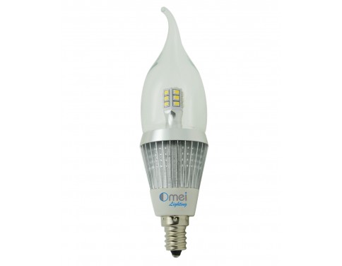 6-Pack led candelabra bulbs dimmable e12 base led 5w 50 watt daylight white 4000k torpedo tip light bulb