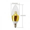 6 Watt Dimmable B35 E12 LED Chandelier--60W Incandescent Replacement--Soft White 3200K,360° Omni-direction Candelabra 550 Lumens,2 Layers Torpedo Shape,Blunt Tip Glass Cover，Golden Alumium Lamp Body