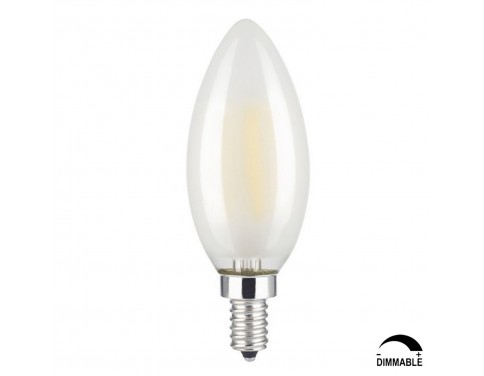 LED Dimmable Frosted Glass Filament Candelabra Bulb, 4.5W (60W Equiv.) C11 Decorative Milky Candle Bulb, UL-listed, 4000K Cool White, 500lm, 360° Beam Angle, E12 Base