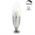 7 Watt Dimmable B35 LED Candelabra Light Bulbs E12 Candle Lamps--60W Incandescent Equivalent Energy-saving Chandeliers LED Bulbs Cool White 6200K, Blunt Tip, Silver Polished Lamp Body
