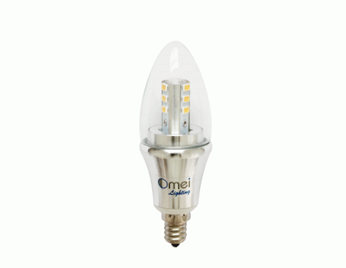 6-Pack E12 Non-Dimmable 50W Equivalent Candelabra LED - 5W LED 500 Lumens Round-top Clear Silver Base Candelabra Bulb Natural Daylight White 4000K