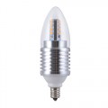 E12 Dimmable 60W Equivalent - 7W LED 700 Lumens Round-top Clear Silver Base Candelabra Bulb Warm White 3000K
