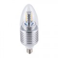 E12 Dimmable 60W Equivalent - 7W LED 700 Lumens Round-top Clear Silver Base Candelabra Bulb Warm White 3000K