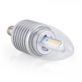 E12 Dimmable 60W Equivalent - 7W LED 700 Lumens Round-top Clear Silver Base Candelabra Bulb Warm White 3000K