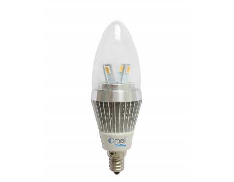 OMaiLighting 6-Pack LED Candelabra Bulb 6W E12 Bullet Top, Warm White (2750-3000K) Chandelier Light bulbs