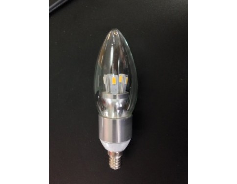 E12 5 watt Torpedo LED Chandelier/3000K/D 5-watt Dimmable LED Chandelier Bulb, Candelabra Base, Clear