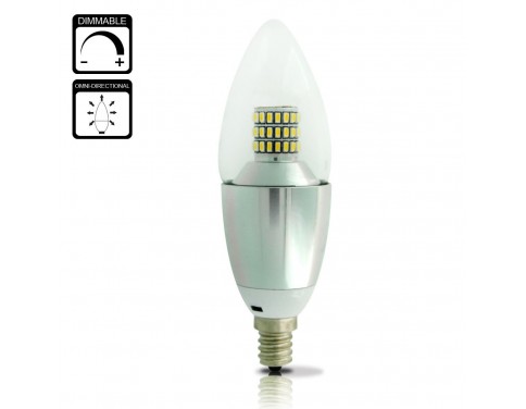 7W Dimmable LED B35 E12 Candle Light Bulb 50W-70W Incandescent Bulb Equivalent Cool White(6500K) 700 Lumens Silver Alumium Lamp