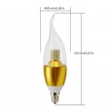 Torpedo shape 7 watt dimmable e12 led chandelier light bulbs 75w incandescent replacement Bent Flame Tip Golden Alumiuma 360° Omni-direction Candelabra Base Bulb