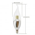 Torpedo shape 7 watt dimmable e12 led chandelier light bulbs 75w incandescent replacement Bent Flame Tip Silver Alumiuma 360° Omni-direction Candelabra Base Bulb