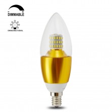 Torpedo shape 7 watt dimmable e12 led chandelier light bulbs 75w incandescent replacement Blunt Tip Golden Alumiuma 360° Omni-direction Candelabra Base Bulb