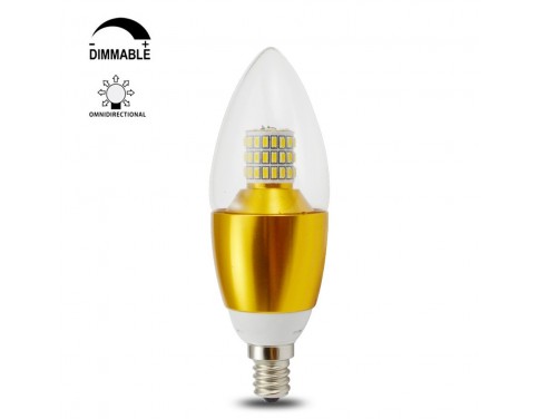 Torpedo shape 7 watt dimmable e12 led chandelier light bulbs 75w incandescent replacement Blunt Tip Golden Alumiuma 360° Omni-direction Candelabra Base Bulb