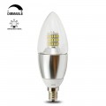 7W Dimmable B35 E12 Daylight 6000K LED Candle Bulb, 50W-70W Incandescent Bulb Equivalent,360 degree Omni-directional LED Candelabra Light Bulbs, Dimmable to 20%, 3 Layers Torpedo Shape,Blunt Tip Silver Alumium lamp body(6 Pack)