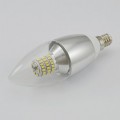 7W Dimmable B35 E12 Daylight 6000K LED Candle Bulb, 50W-70W Incandescent Bulb Equivalent,360 degree Omni-directional LED Candelabra Light Bulbs, Dimmable to 20%, 3 Layers Torpedo Shape,Blunt Tip Silver Alumium lamp body(6 Pack)