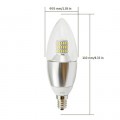 7W Dimmable B35 E12 Daylight 6000K LED Candle Bulb, 50W-70W Incandescent Bulb Equivalent,360 degree Omni-directional LED Candelabra Light Bulbs, Dimmable to 20%, 3 Layers Torpedo Shape,Blunt Tip Silver Alumium lamp body(6 Pack)