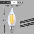 C32 6-Watt LED Filament Candelabra Bulb - Dimmable - Soft White 2700K - E12 Base - Equivalent to 60W Incandescent Chandelier Bulb - 360 Degree Beam Angle, 6 Pack