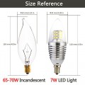 6-Pack 7 Watt Daylight White 6000K Dimmable B35 LED E12 Candelabra Base 360 Degree Omni-direction Bulbs 