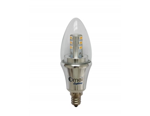Bullet Top Pure Daylight Cool White 5850k Dimmable Omailighting 1 piece E12 LED Candelabra Bulb 6 watt LED Chandelier Bulbs