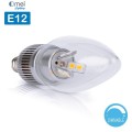 E12 Dimmable 60W Equivalent - 7W LED 700 Lumens Round-top Clear Silver Base Candelabra Bulb Warm White 3000K