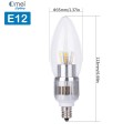 E12 Dimmable 60W Equivalent - 7W LED 700 Lumens Round-top Clear Silver Base Candelabra Bulb Warm White 3000K