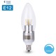 E12 Dimmable 60W Equivalent - 7W LED 700 Lumens Round-top Clear Silver Base Candelabra Bulb Warm White 3000K