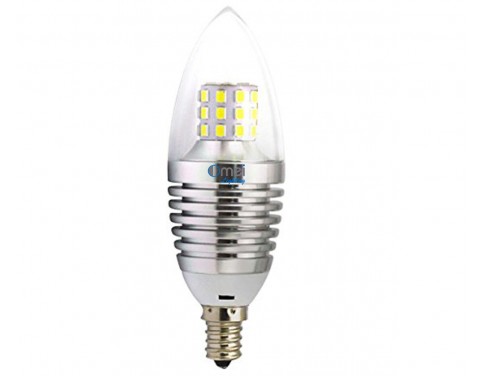 LED Candelabra Bulb 6-Pack,7W, e12 warm White 2850K Silver LED Candelabra bulb,e12 bullet top small size led bulb, 60w E12 Candelabra bulbs Replacement,360 degree light angle