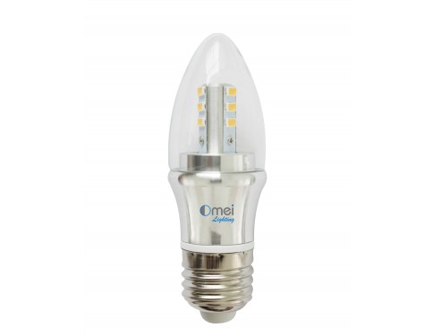 Dimmable 60w E26 medium base 6w led chandelier light bulbs bullet top incandescent candle bulb
