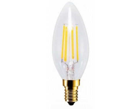 Retro Filament LED Candelabra Torpedo Light Bulb, C32, Clear, 4 Watt, 2200K, Dimmable, Replacement for 35 Watt Classic Light Bulb Pack of 6